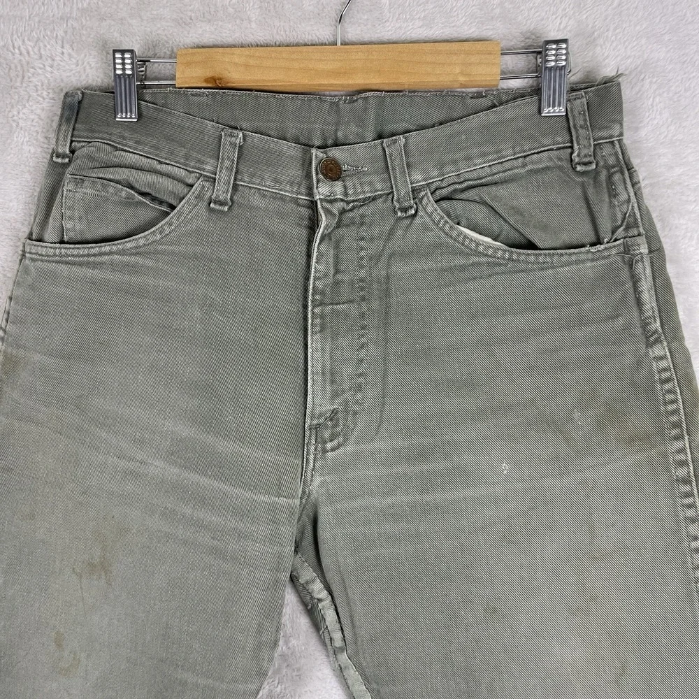 Vintage 60s Big E Levis Slim Fit Jeans Mens 31x27 All Cotton Green TALON White